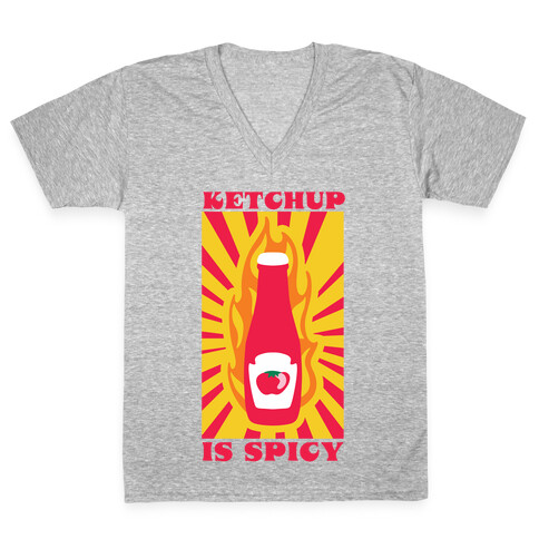 Ketchup Is Spicy V-Neck Tee Shirt