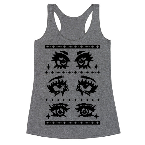 Anime Eyes Ugly Sweater Racerback Tank Top