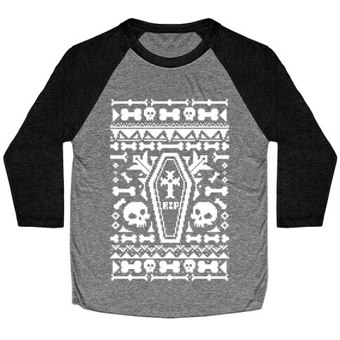 Coffins and Skulls Ugly Sweater Baseball Tee