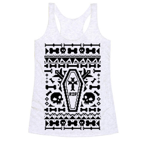 Coffins and Skulls Ugly Sweater Racerback Tank Top