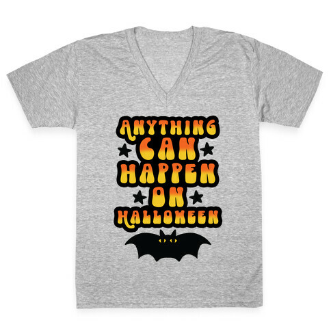 Anything Can Happen on Halloween V-Neck Tee Shirt