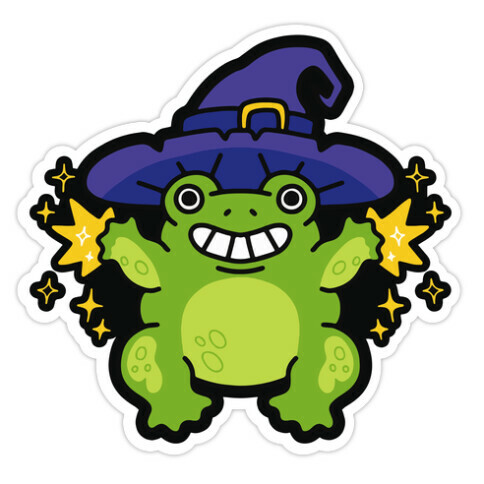 Magical Frog Witch Die Cut Sticker