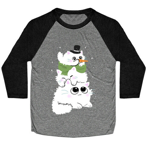 Cat Stack Snowman Baseball Tee