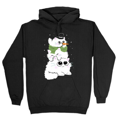Cat Stack Snowman Hooded Sweatshirt