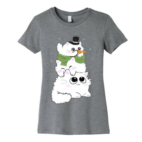 Cat Stack Snowman Womens T-Shirt