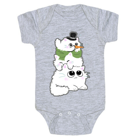 Cat Stack Snowman Baby One-Piece
