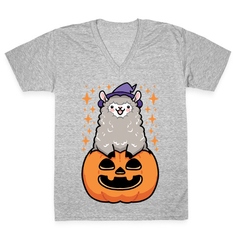 Cute Halloween Alpaca V-Neck Tee Shirt