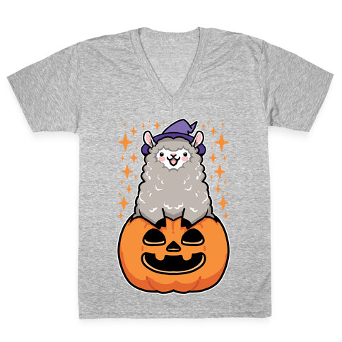 Cute Halloween Alpaca V-Neck Tee Shirt