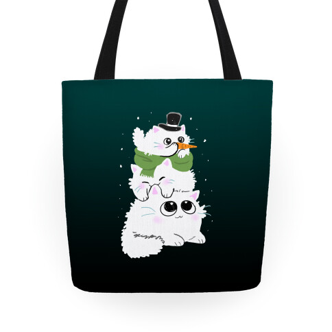 Cat Stack Snowman Tote