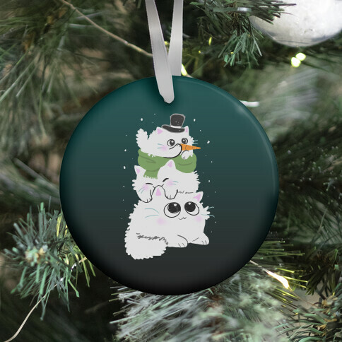 Cat Stack Snowman Ornament