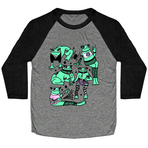 Goth Frogs Pattern Baseball Tee