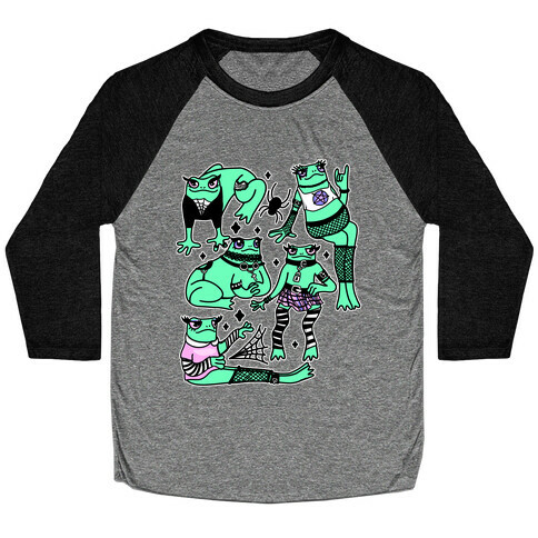 Goth Frogs Pattern Baseball Tee