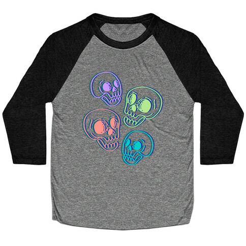 Pastel Skulls Glitch Baseball Tee