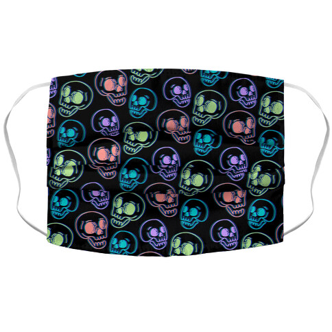 Pastel Skulls Glitch Accordion Face Mask