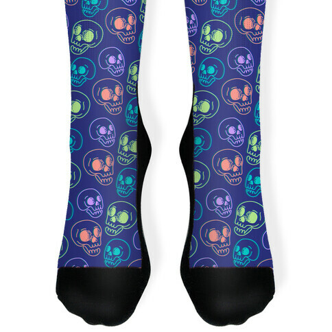 Pastel Skulls Glitch Sock