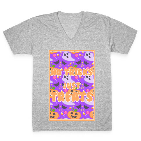 No Tricks Just Treats V-Neck Tee Shirt