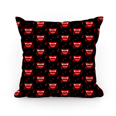 Red Vampire Lips Pattern Pillow