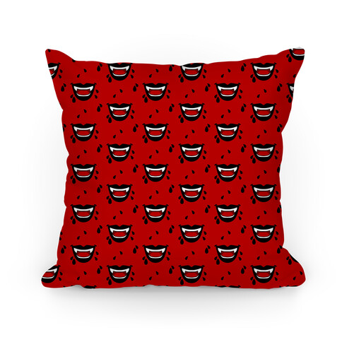 Black Vampire Lips Pattern Pillow