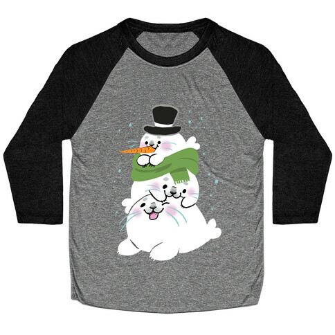 Seal Stack Snowman Baseball Tee