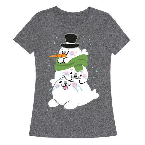 Seal Stack Snowman Womens T-Shirt