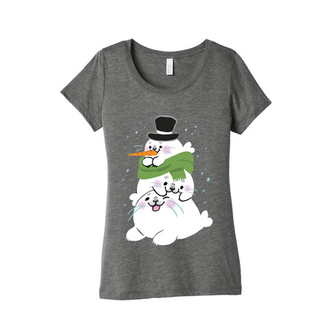 Seal Stack Snowman Womens T-Shirt