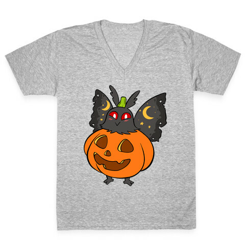 Mothman Pumpkin V-Neck Tee Shirt