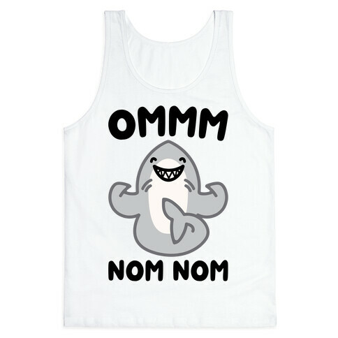 Ommm Nom Nom Shark Parody Tank Top