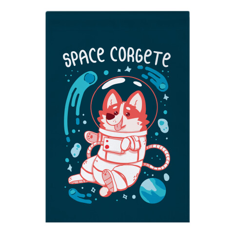 Space Corgete Garden Flag