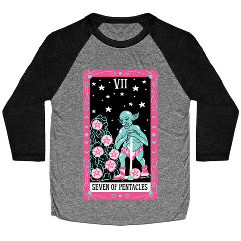 Creepy Cute Tarots: Seven Of Pentacles Baseball Tee