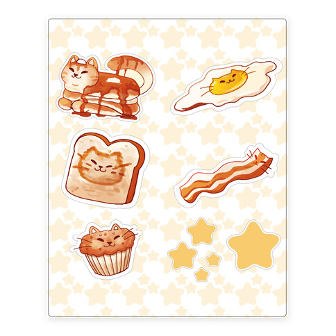 Breakfast Cats Stickers and Decal Sheet