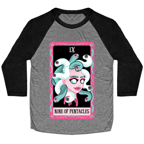 Creepy Cute Tarots: Nine Of Pentacles Baseball Tee