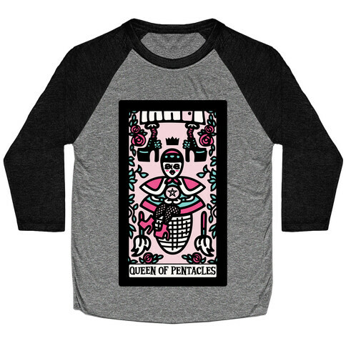 Creepy Cute Tarot: Queen of Pentacles Baba Yaga Baseball Tee