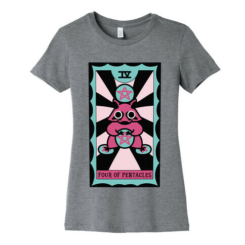 Creepy Cute Tarot: Four of Pentacles Womens T-Shirt