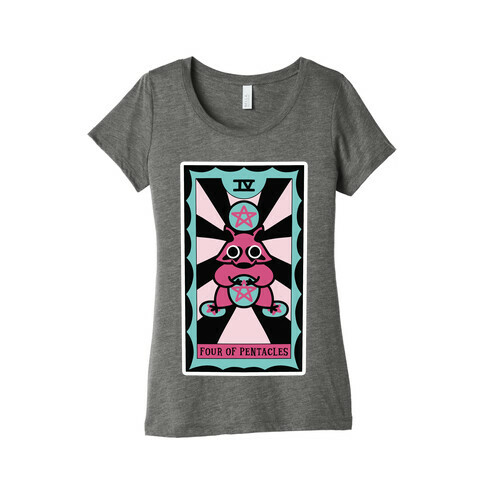 Creepy Cute Tarot: Four of Pentacles Womens T-Shirt