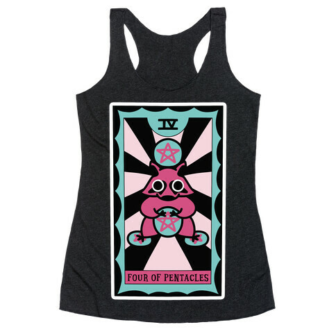 Creepy Cute Tarot: Four of Pentacles Racerback Tank Top