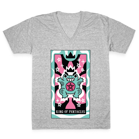 Creepy Cute Tarot: King of Pentacles V-Neck Tee Shirt