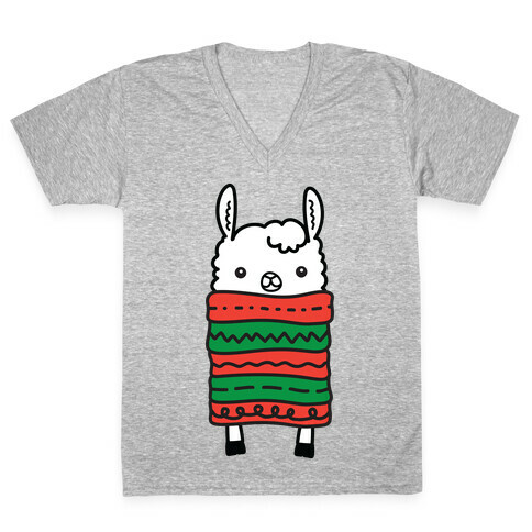 Long Llama Scarf V-Neck Tee Shirt