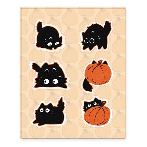 Pumpkin Cats Stickers and Decal Sheet