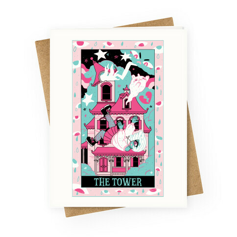 Creepy Cute Tarots: The Tower Haunted House Greeting Card