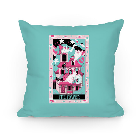 Creepy Cute Tarots: The Tower Haunted House Pillow