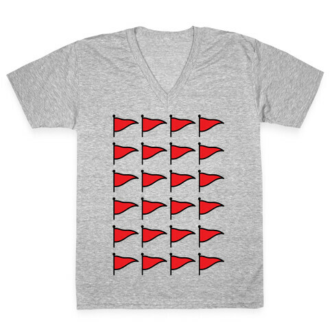 Red Flags V-Neck Tee Shirt