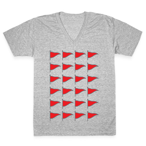 Red Flags V-Neck Tee Shirt