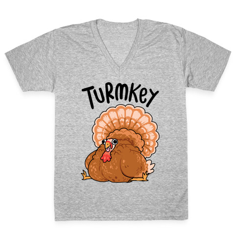 Turmkey Derpy Turkey V-Neck Tee Shirt
