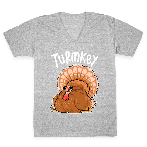 Turmkey Derpy Turkey V-Neck Tee Shirt