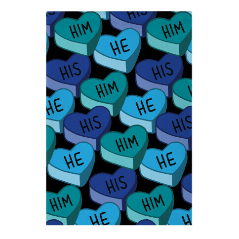 Male Pronoun Candy Hearts Garden Flag