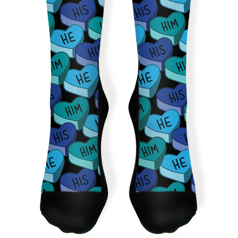 Male Pronoun Candy Hearts Sock