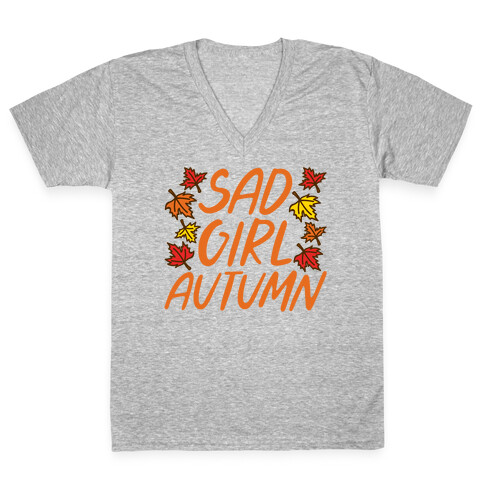 Sad Girl Autumn V-Neck Tee Shirt