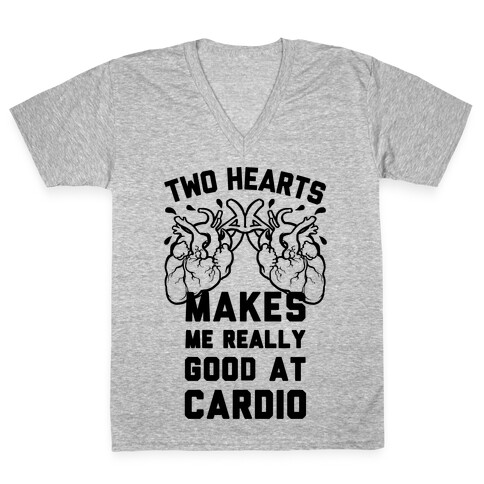 Two Hearts Makes Me Really Good At Cardio V-Neck Tee Shirt