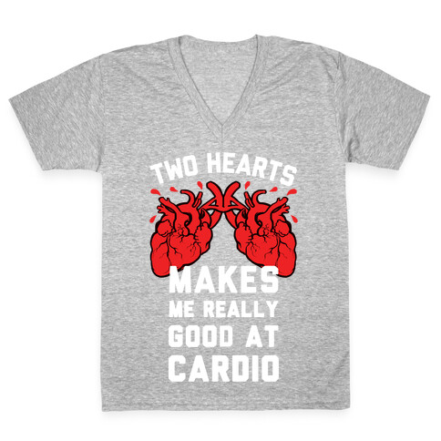 Two Hearts Makes Me Really Good At Cardio V-Neck Tee Shirt