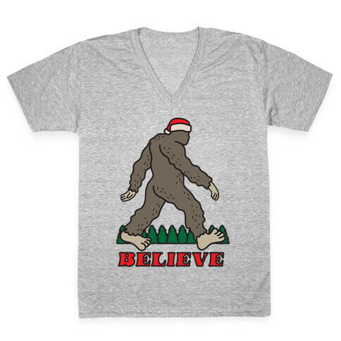 Santa Sasquatch V-Neck Tee Shirt